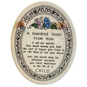 Trinity Pottery Oval Shaped Wall Plaque A Hundred Years From Now Hallmarked